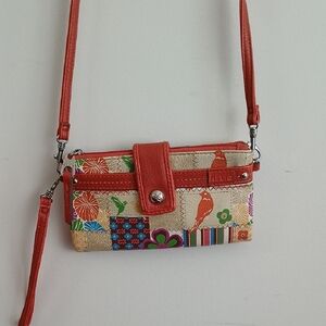Relic Multicolor Patchwork Crossbody with Coral Strap